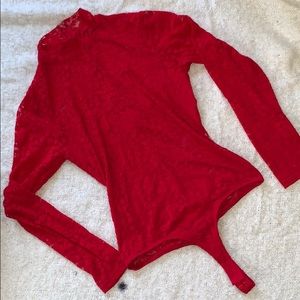 Red lace bodysuit